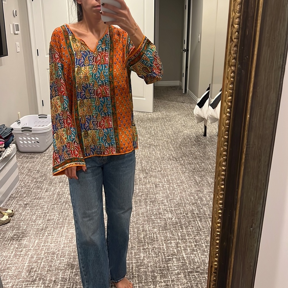Tolani Silk Paisley Print Top